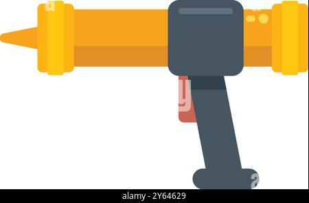Construction glue gun is dispensing liquid adhesive for a home repair project Stock Vector