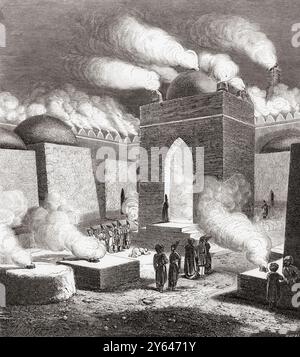 The Ateshgah of Baku aka Fire Temple of Baku, Surakhany, Azerbaijan, 19th century.  From Le Tour du Monde, published Paris, 1860. Stock Photo