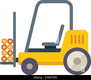 Illustration of a forklift carrying a stack of construction concrete tubes, perfect for construction and industry related designs Stock Vector