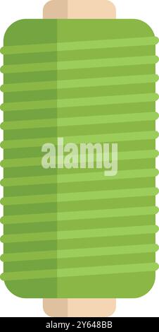 This vector illustration features a green sewing thread spool, depicted in a flat design style Stock Vector