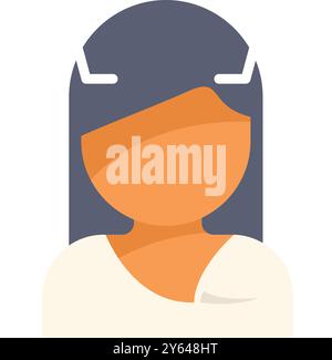 Young woman with long dark hair is posing in this flat design style illustration Stock Vector