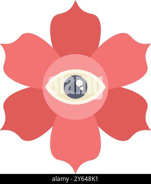 This vector illustration features a stylized eye peering from within a vibrant flower, symbolizing concepts of vision, mystery, and the interconnectedness of nature Stock Vector