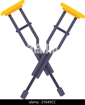 Two crutches are crossing each other, forming an x, symbolizing medical aid and support for individuals with leg injuries Stock Vector