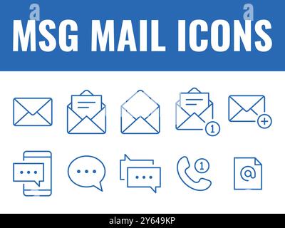 Msg Mail icons set vector. mail communication vector icons. msg email vector Stock Vector