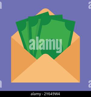 Money in envelop icon vector. Salary on mail envelop vector illustration. envelop with money icon Stock Vector