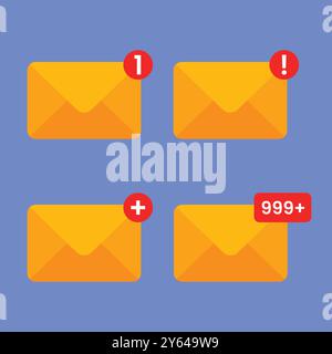 mail msg icons set vector. email notifications vector. msg alerts icon Stock Vector