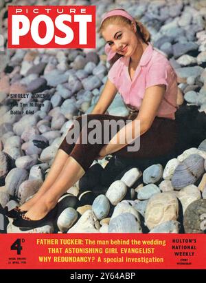 Vintage magazine front cover of Picture Post for 21st April 1956, featuring actress Shirley Jones. Stock Photo