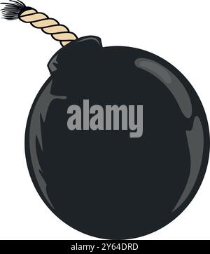 illustration of a bomb with fuse. Stock Vector