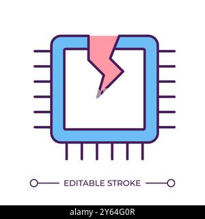 Broken CPU RGB color icon Stock Vector