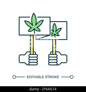 Cannabis legalization protest RGB color icon Stock Vector