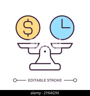 Time money balance RGB color icon Stock Vector