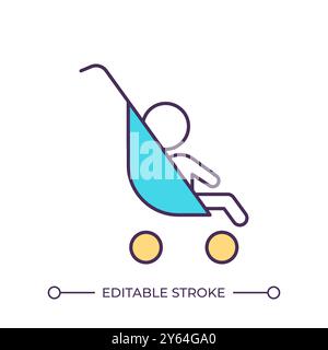 Stroller with baby RGB color icon Stock Vector
