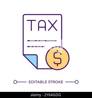 Tax document RGB color icon Stock Vector