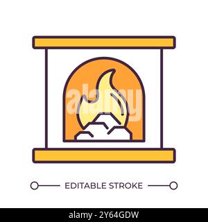 Fireplace RGB color icon Stock Vector