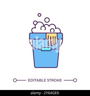 Bucket with soapy water RGB color icon Stock Vector