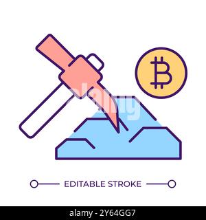 Crypto mining RGB color icon Stock Vector