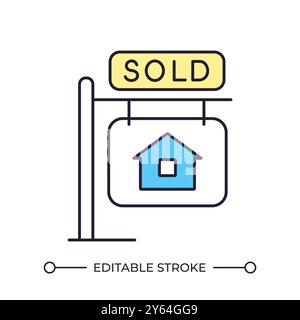 Sold sign RGB color icon Stock Vector