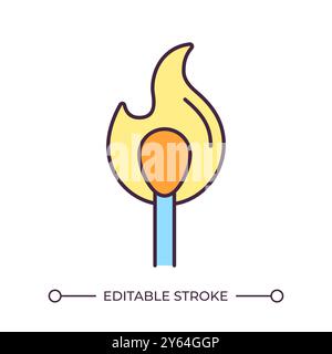 Matchstick with flame RGB color icon Stock Vector