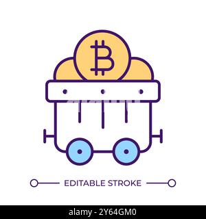 Mining cryptocurrency RGB color icon Stock Vector