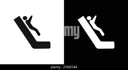 Man slide on slope icon linear vector graphics sign or symbol set for web app ui Stock Vector