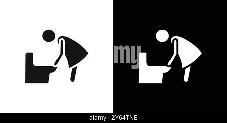 vomiting in bathroom icon linear vector graphics sign or symbol set for web app ui Stock Vector