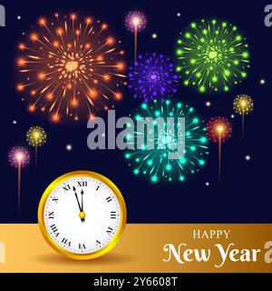 Vector illustration of Happy New Year 2025 social media feed template Stock Vector