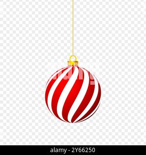 Vector illustration of red Christmas ball on transparent background Stock Vector