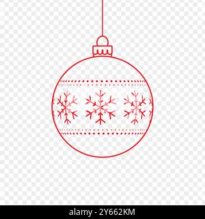 Vector illustration of red Christmas ball on transparent background Stock Vector