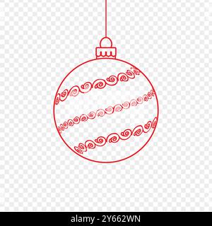 Vector illustration of red Christmas ball on transparent background Stock Vector
