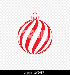 Vector illustration of red Christmas ball on transparent background Stock Vector