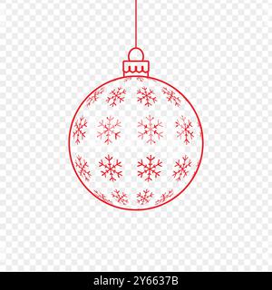 Vector illustration of red Christmas ball on transparent background Stock Vector