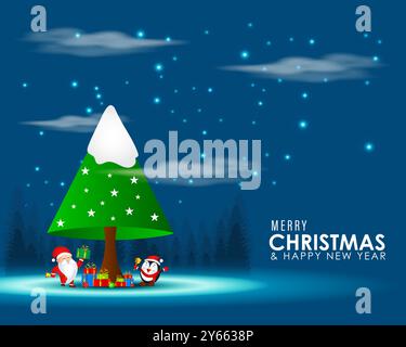 Vector illustration of Merry Christmas social media feed template Stock Vector