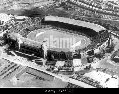 Wembley Stadium, where the King and Queen will come with many thousands of supporters to watch Arsenal and Liverpool play in the FA Cup final. 6th April 1950 Stock Photo