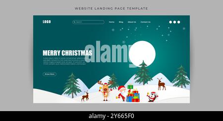 Vector illustration of Merry Christmas Website landing page banner Template Stock Vector