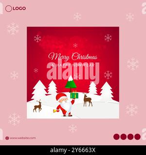 Vector illustration of Merry Christmas social media feed template Stock Vector