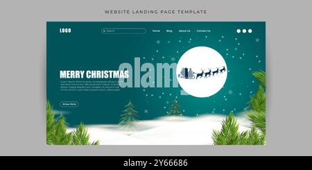 Vector illustration of Merry Christmas Website landing page banner Template Stock Vector