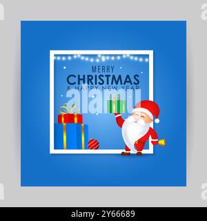 Vector illustration of Merry Christmas social media feed template Stock Vector