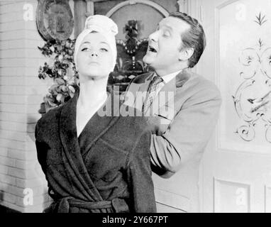 The Avengers TV series with Patrick Macnee as John Steed and  Linda Thorson as Tara King September 1968 Stock Photo