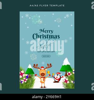 Vector illustration of Merry Christmas Sale social media feed A4 template Stock Vector