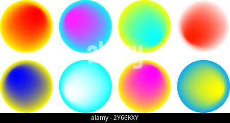 A set of colorful circles with varying shades of blue, green, yellow, and red. Vector illustration Stock Vector