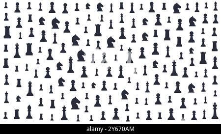 Pattern with pieces of chess on a white background. Vector illustration Stock Vector