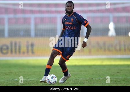 Lecce, Italia. 24th Sep, 2024. Lecce's central defender Kialonda Gaspar (4 US Lecce) in action during the Frecciarossa Italian Cup soccer match between US Lecce and US Sassuolo at the Via del Mare Stadium in Lecce, Italy, Tuesday, September 24, 2024. (Credit Image: &#xa9; Giovanni Evangelista/LaPresse) Credit: LaPresse/Alamy Live News Stock Photo