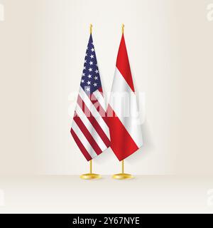 United States and Austria national flag on a light background. Vector illustration. Stock Vector