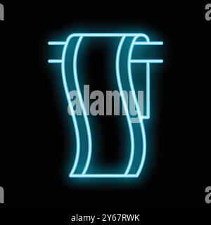 Neon icon of paper towel dispenser glowing on black background Stock Vector