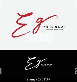 E, G, EG Initial letter logo. Alphabet EG Handwritten Signature logo Stock Vector