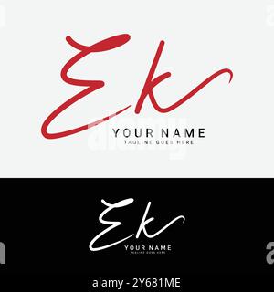 E, K, EK Initial letter logo. Alphabet EK Handwritten Signature logo Stock Vector
