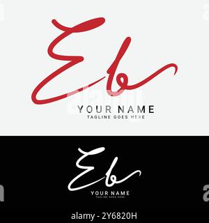 E, B, EB Initial letter logo. Alphabet EB Handwritten Signature logo Stock Vector