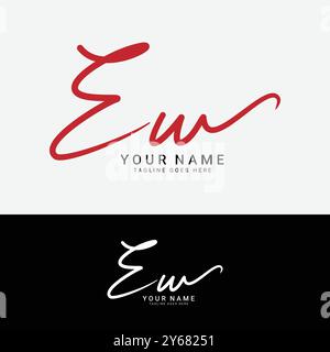 E, W, EW Initial letter logo. Alphabet EW Handwritten Signature logo Stock Vector