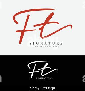 F, T, FT Initial letter logo. Alphabet FT Handwritten Signature logo Stock Vector