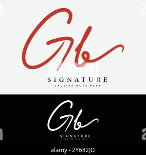 G, B, GB Initial letter logo. Alphabet GB Handwritten Signature logo Stock Vector